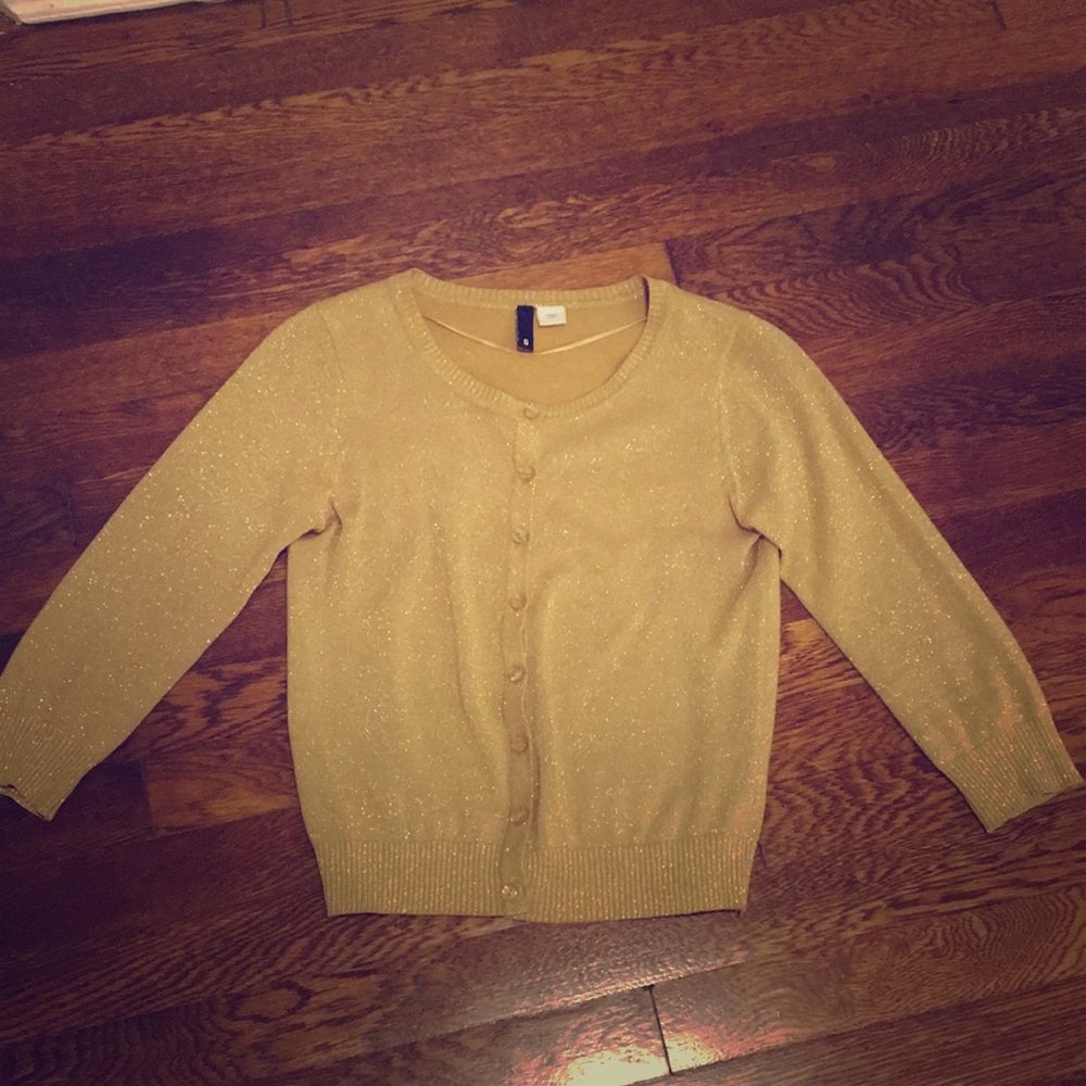 Cropped gold, sparkly cardigan